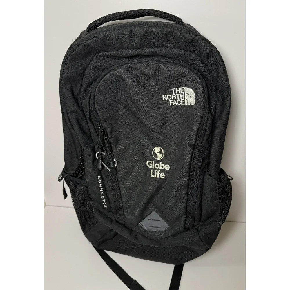 The North Face Connector Backpack Black Laptop Bag Globe Life Logo Padded